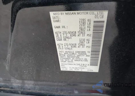 2018 Nissan Murano Sv from USA, damaged, VIN 5N1AZ2MHXJN162823